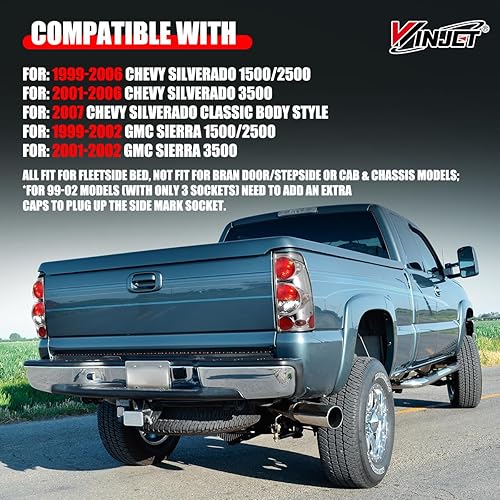 Miniatura 21 de Winjet Luces traseras para Chevy Silverado 1999 2000 2001 2002 2003 2004 2005 2006 Chevy Silverado 1500 2500 3500 [1999-2003 GMC Sierra 1999-2003]