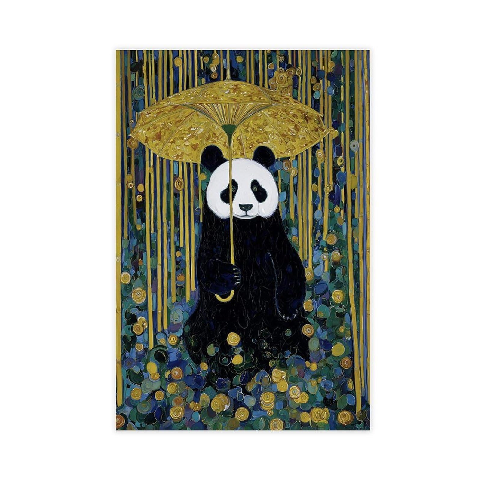 MRYCQ Panda with Yellow Umbrella Poster Canvas Poster for Home Decor Gift