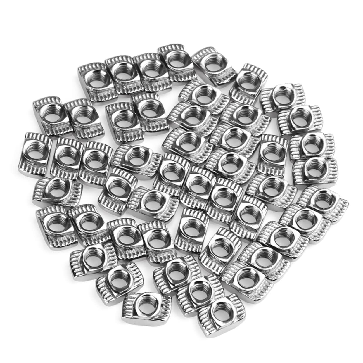 SOLUSTRE Carbon Steel Aluminum Profile T-nut 200pcs European T-nut Nickel Plated High Hardness for Extruded Aluminum Hardware