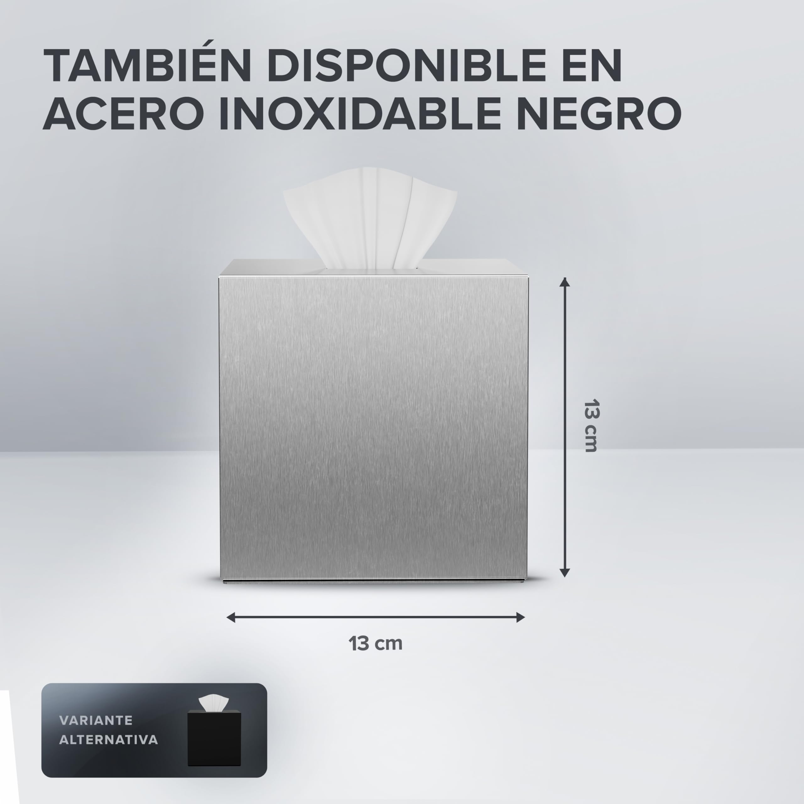 ovimar Caja Cuadrada para pañuelos cosméticos Svitringen | Acero Inoxidable | Plata dispensador de pañuelos, Toallas de Papel o pañuelos cosméticos | para baño, Cocina o Mesa de Comedor
