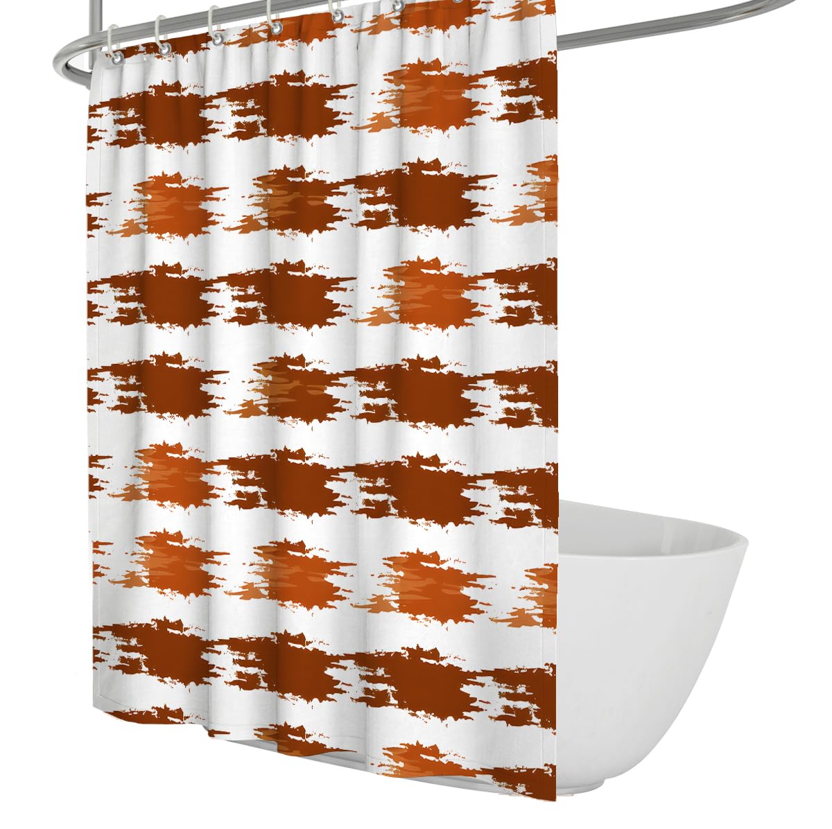 UIRINGART Abstract Bath Curtain W200xL220cm Modern Terracotta Orange White Tie Dye Paint Splatter Mildew Mould Resistant Polyester Fabric Home Room Divider Shower Curtains