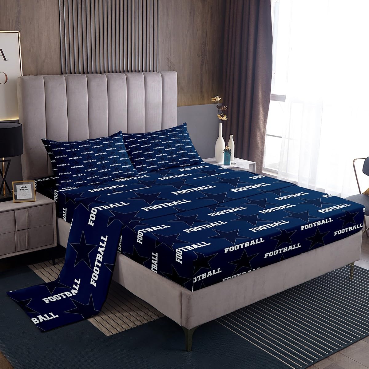 Parure de lit étoiles du Texas et cowboy bleue pour grand lit double