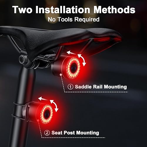 Miniatura 9 de Luz trasera inteligente para bicicleta, recargable, detección de frenos, luz trasera de bicicleta de encendidoapagado automático, luces de bicicleta