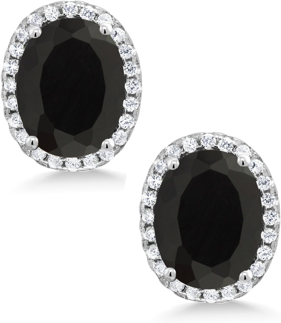 Gem Stone King 3-5 Cttw Gemstone Birthstone Halo Earrings For Women | 9X7MM Oval Cut | 925 Sterling Silver | Fine Jewelry Gifts for Her Mom Women Wife - Image 3