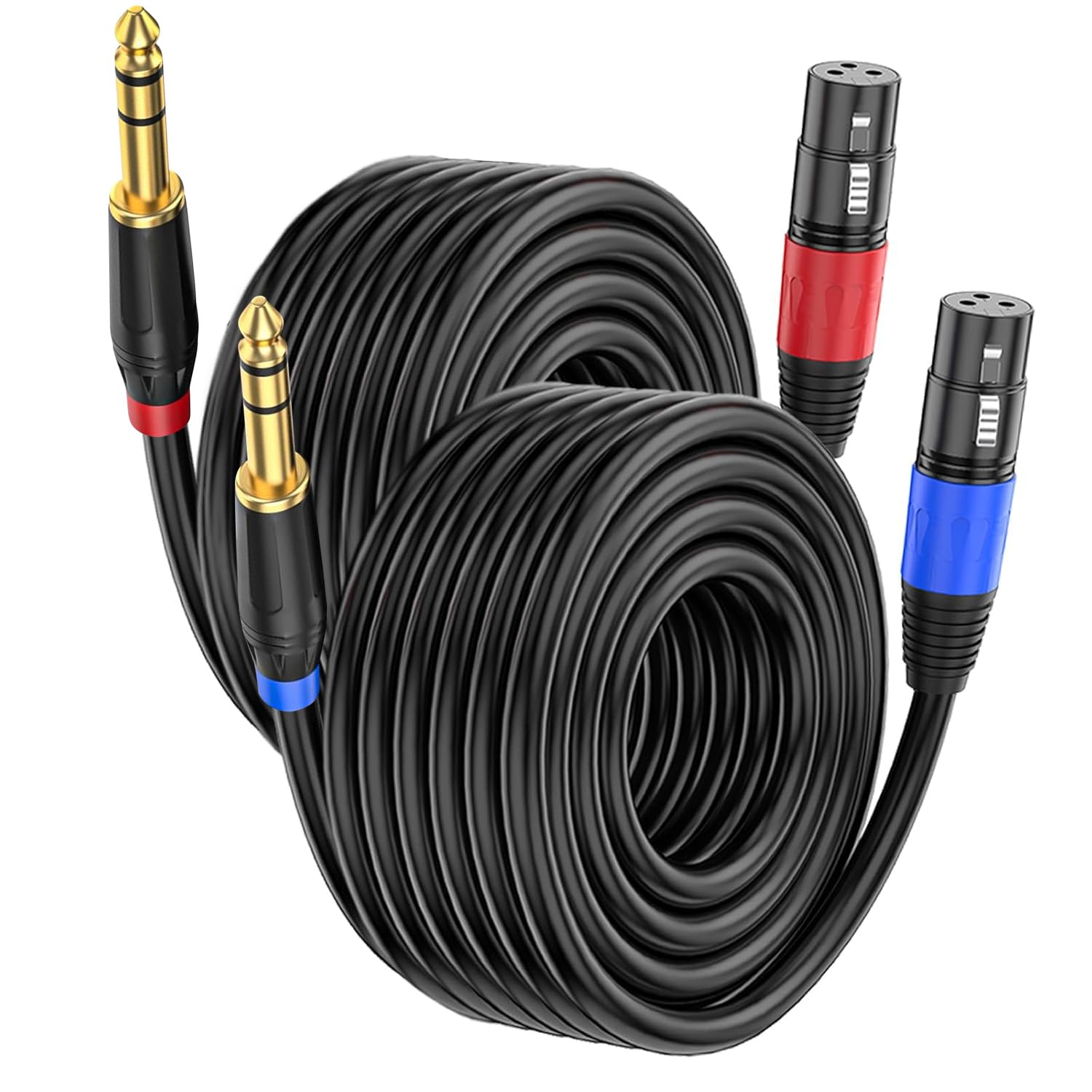 Mikrofonkabel XLR auf 6,35 mm TRS Mono-Klinkenstecker, symmetrische 3-polige XLR-Buchse auf Viertel-Zoll-TRS-Stecker, Mikrofonkabel für dynamisches Mikrofon, 2 Stück