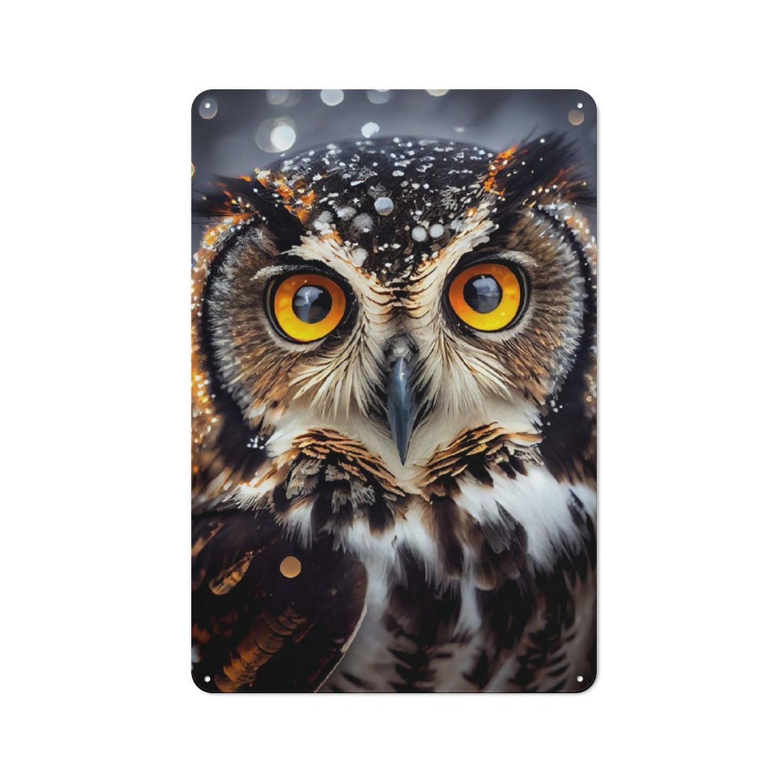 Retro Metal Sign with Owl Eye Design 30x20cm, Weathered Look Shed Wall Plaque for Garage, Workshop, Shed Or Utility Room