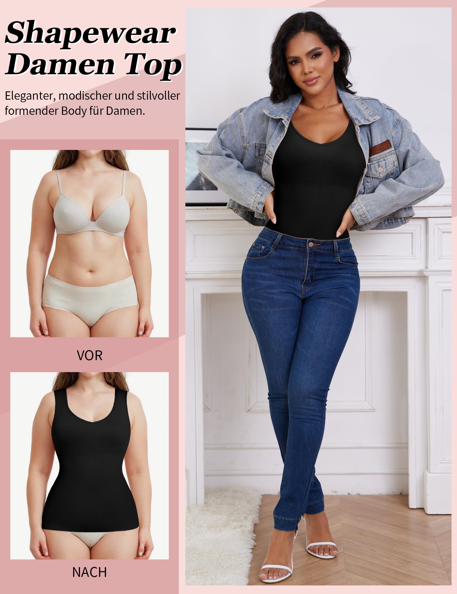 MISS MOLY Shapewear - Camiseta interior para mujer, sin costuras, moldeadora de figura, moldeadora de cuerpo, moldeadora