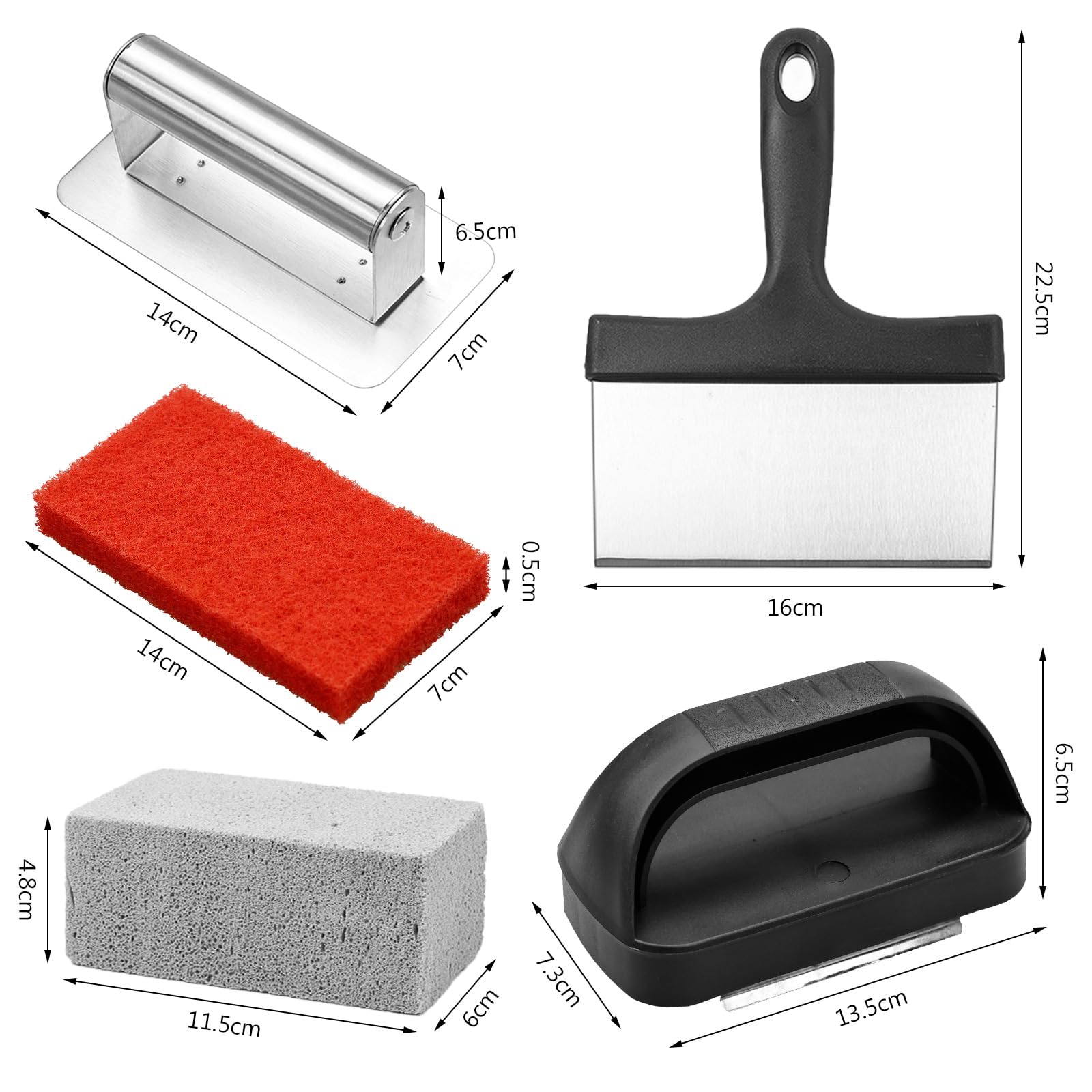 Kit de limpieza de plancha para Blackstone, kit profesional de raspador de plancha con raspador, piedra de parrilla y almohadillas para estropajos con asa, 10 piezas