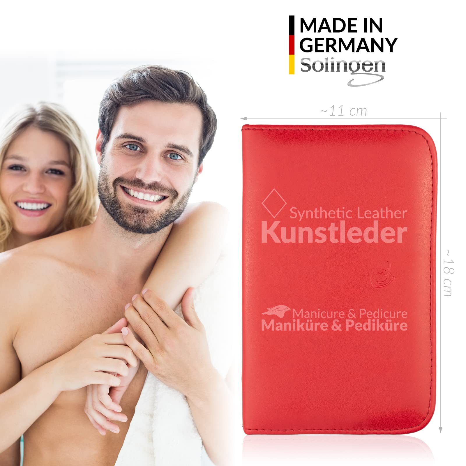 marQus Set de manicura y pedicura de 12 piezas de Solingen Alemania - Set manicura con todo lo necesario para hombre y mujer en estuche de piel sintética