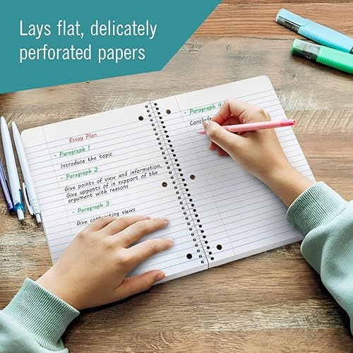 Miniatura 4 de EXTRIC Cuaderno de espiral con rayas universitarias, paquete de 6, 1 cuaderno de espiral de 70 hojas, 8 x 10.5 pulgadas, cuadernos de un solo tema a