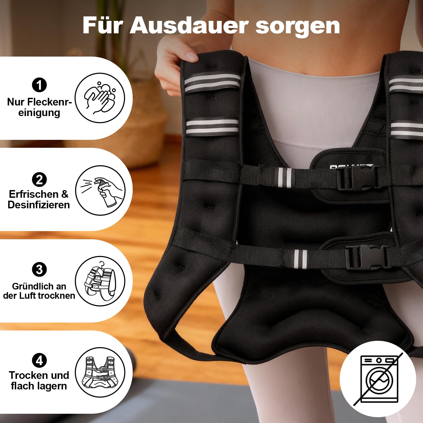 POWER GUIDANCE Gewichtsweste 6-20LB (2.7-9kg) Fix, Neopren Wasserdicht & Atmungsaktiv, Verstellbarer Brustgurt (89-127cm), Mit Staufach für Fitness, Laufen, CrossFit