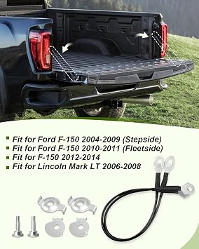 2 PCS Tailgate Support Cable Fit for Ford F-150 F150 2004-2014 Lincoln Mark LT 2006-2008, 24 1/2 Inch Tailgate Lift Support Cable, Replace 4L3Z-5443052-AA