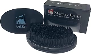 G.B.S Military Style Dual Bristle Beard and Hair Brush - Hi-Gloss Wood, Animal-free Vegan Bristles, Over 2,000 Firm Bristles for Daily Grooming (BLACK)
