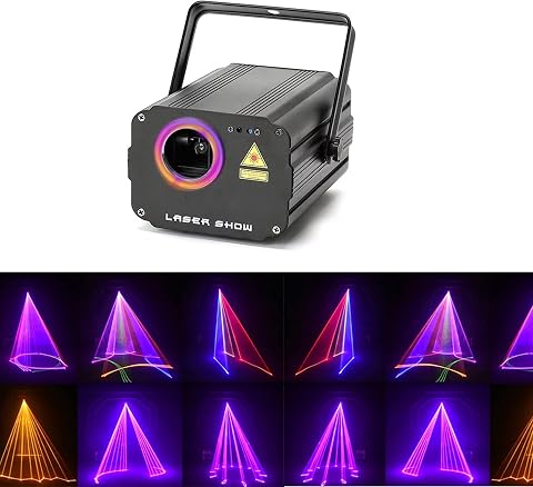 1900 Patterns DJ Disco Party Lights,Sumger Full Color 3D Animation Laser Projector Light,DMX Sound Activated Stage Lighting,Remote Control RGB Scan Beam light for Christmas Halloween Bar Dance Wedding