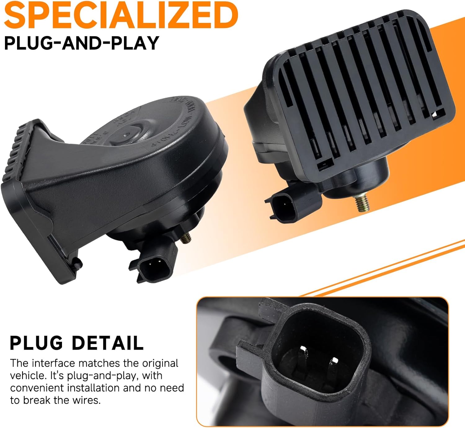 Car Horn Compatible with Ford/GMC/Chevrolet/Ram/Tesla 12V 130dB Loud Dual-Tone Snail Horns for Ford with 1 to 2 Plug Wiring Harness