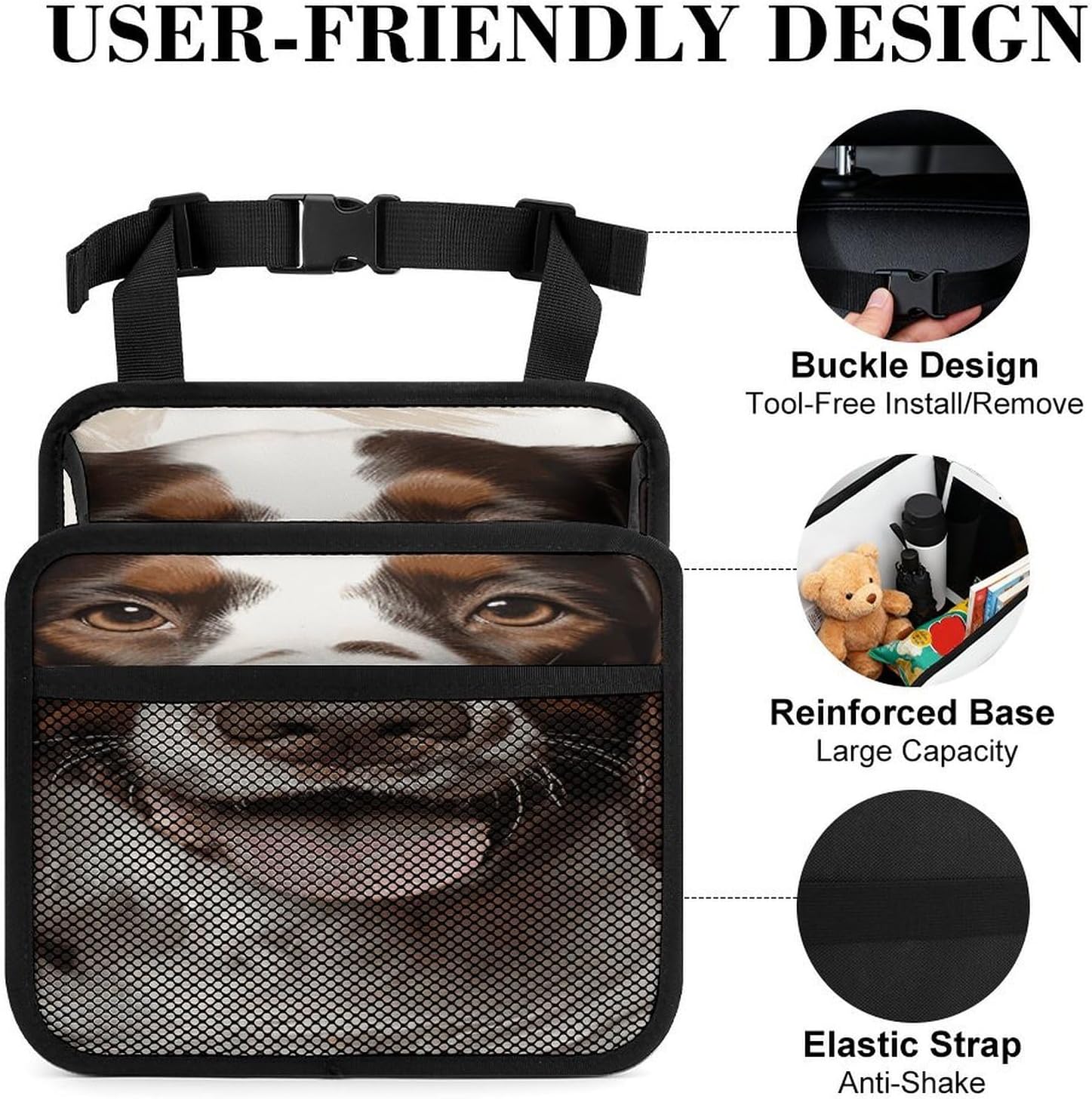 Cute Springer Spaniel Car Seat Organizer with Storage Pockets image 4