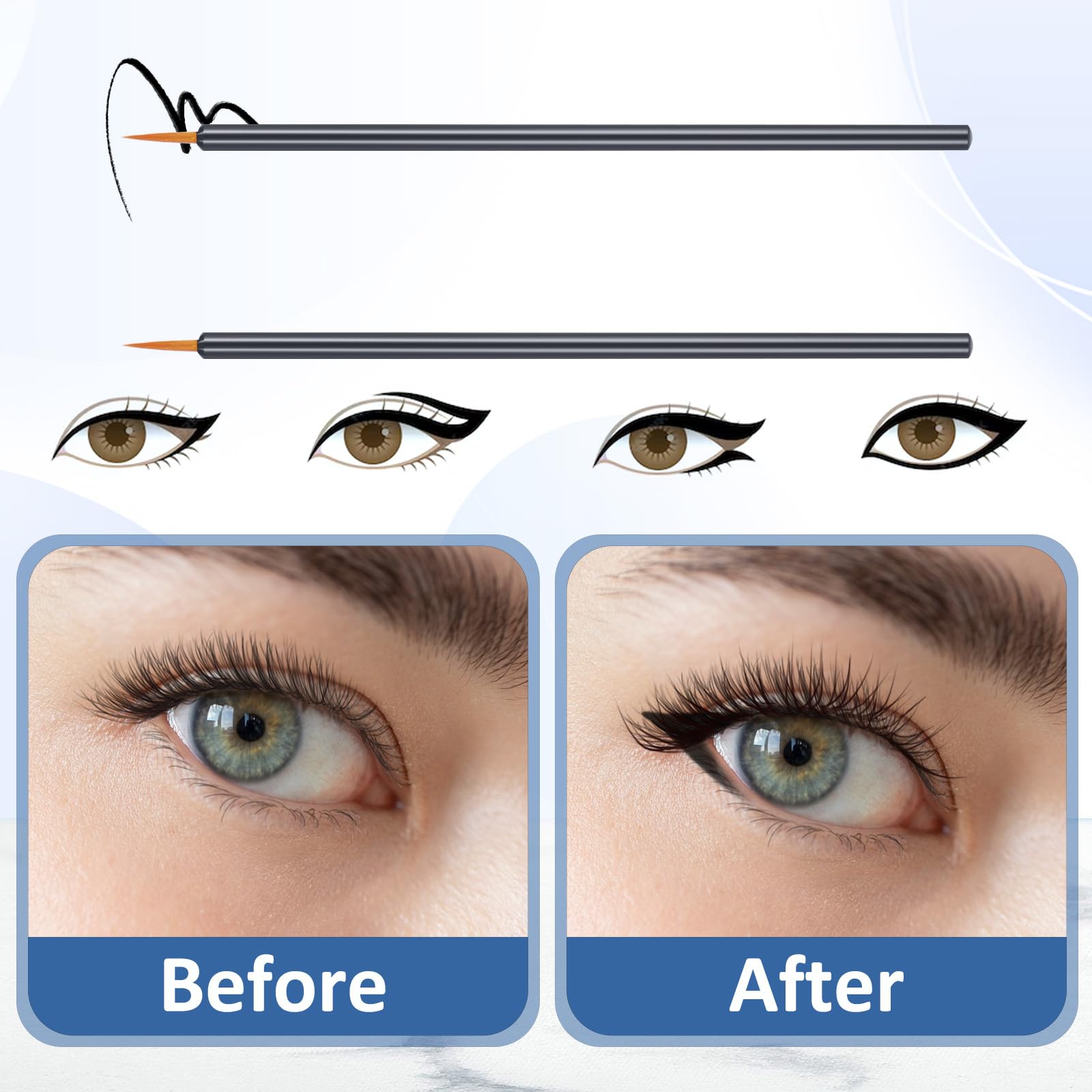 BOHUIZ 100 Pack Disposable Eyeliner Brushes, Ultra-fine Point Eyeliner Tool Applicator - Image 3