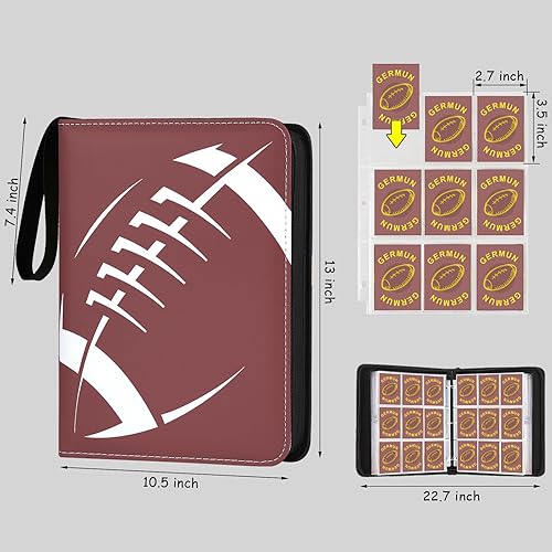 Miniatura 2 de Carpeta de tarjetas de fútbol con mangas, carpeta de tarjetas intercambiables de 900 bolsillos, 9 bolsillos para tarjetas, estuche organizador de