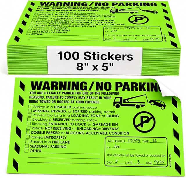 100 Pack No Parking Stickers Hard to Remove