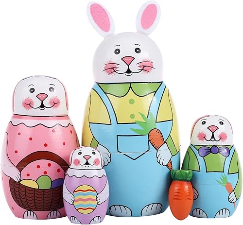 Miniatura 8 de Yoption Juego de 6 muñecas rusas de anidación, hechas a mano, de madera, para niños, Navidad, cumpleaños, deseos, regalo (perros lindos)