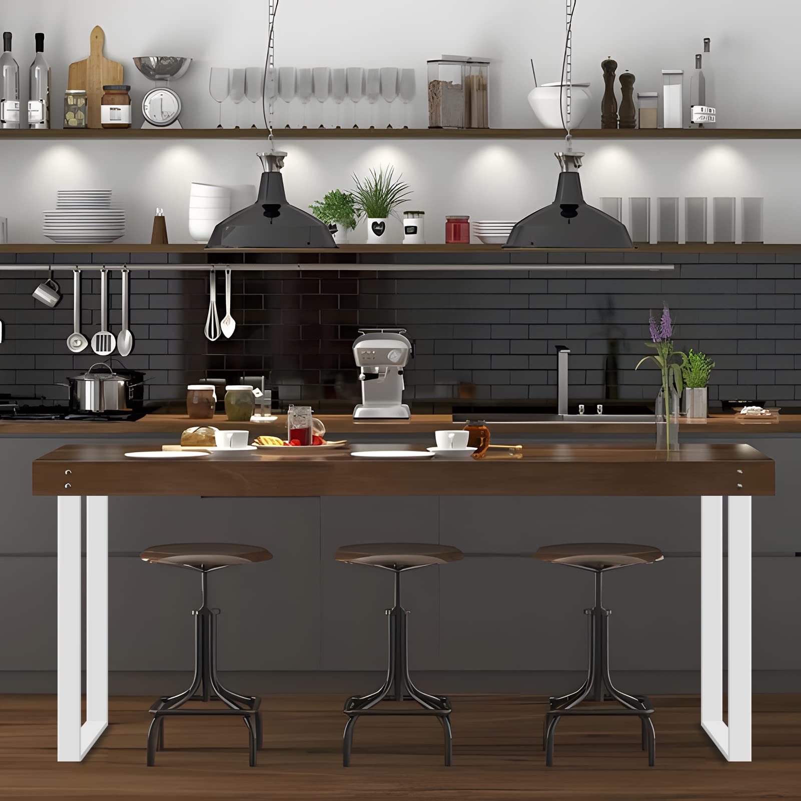 LANTUS Patas para Mesa Comedor, Escritorio | Variante Frame | 2 Piezas -60 * 72cm (Blanco) | Patas de Acero, Juego de 2 Patas
