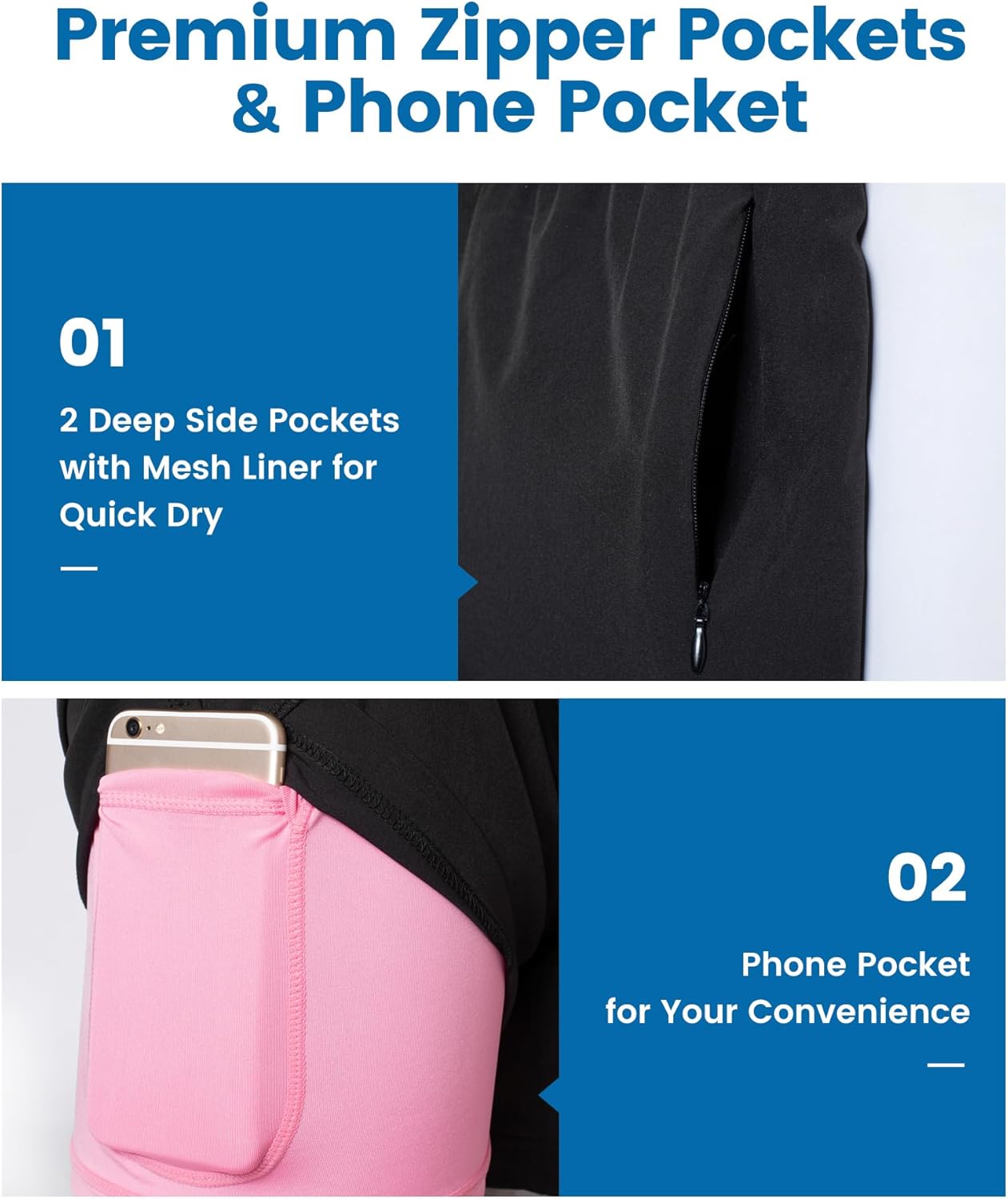 maamgic 5inch Mens Swimming Trunks with Compression Liner 2-in-1 Swim Trunks Stretch Quick Dry Swim Shorts Zipper Pockets - Image 2