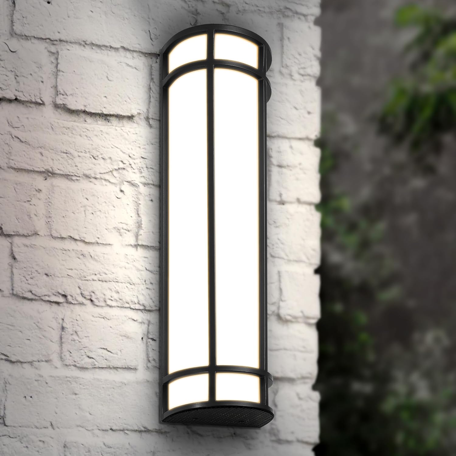 ASD LED 24" Half Cylinder Wall Light Fixture, Outdoor Patio Sconce | 3CCT, Stainless Steel, Waterproof, Energy Star, ETL Listed | 24W 1970LM 3000-5000K 100-277V | Exterior Lighting | Black