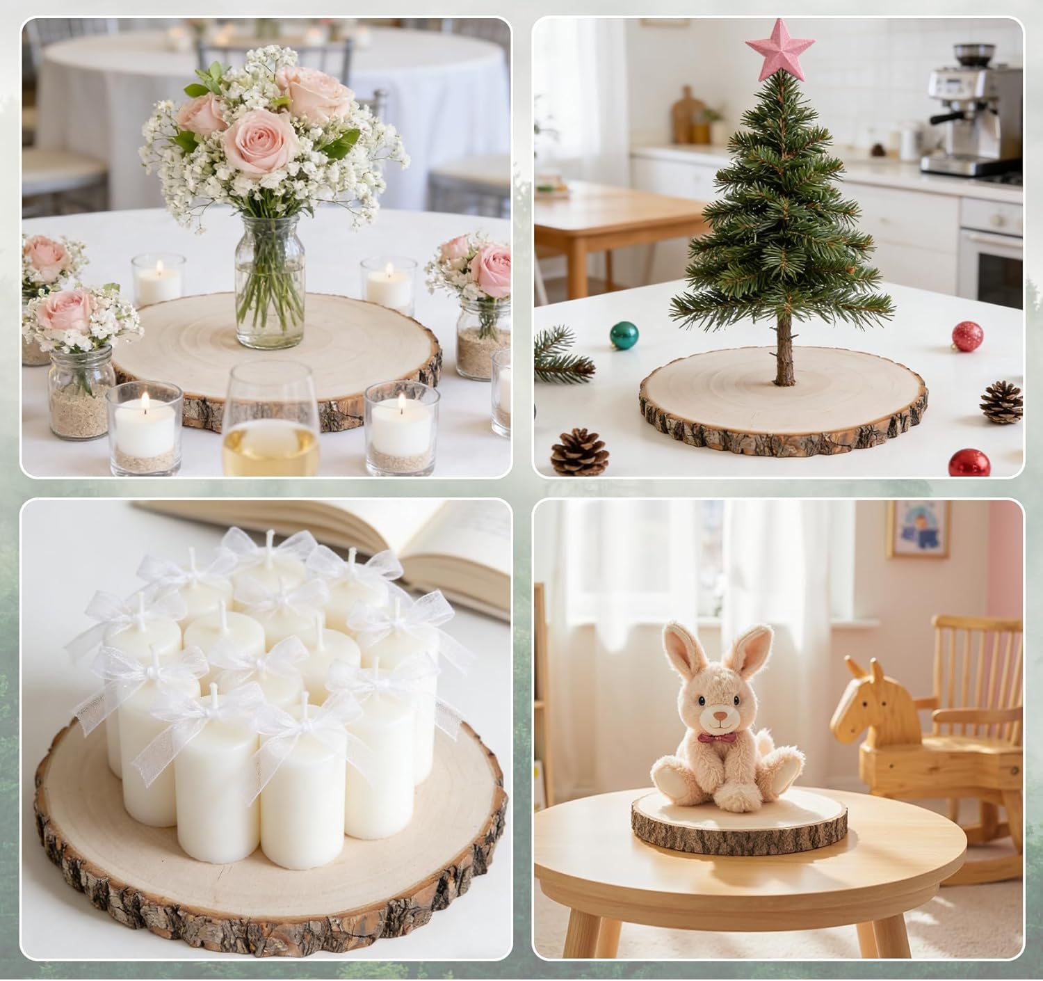 ilauke 6Pcs Wood Slices for Centerpieces, 7-8 Inch Natural Willow Wood Circles for Crafts, Large Wood Rounds for Rustic Wedding Decor, Centerpiece Table Decorations and DIY Crafts