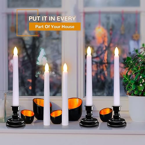 Miniatura 2 de PChero - Velas LED con temporizador, paquete de 6 velas de ventana parpadeantes sin llama con control remoto y portavelas, ideales para Acción de