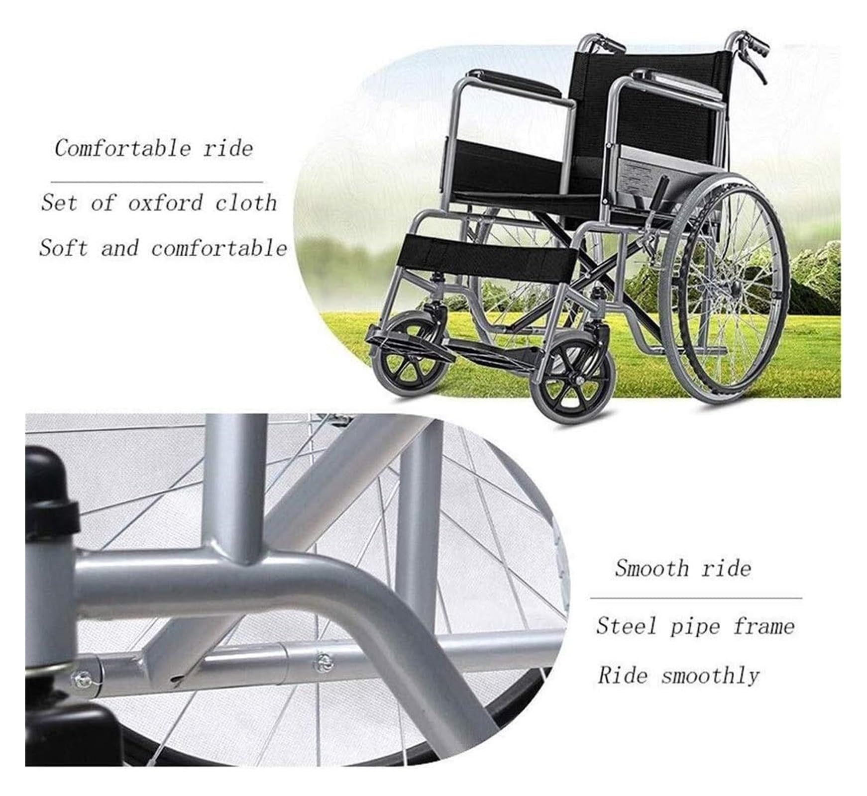 Carrozzine per Anziani Carrozzina per Anziani Pieghevole Portatile Viaggio Ultraleggero Anziani Domestici Spinta a Mano Disabili Speciale Auto può sopportare 200 kg Adult