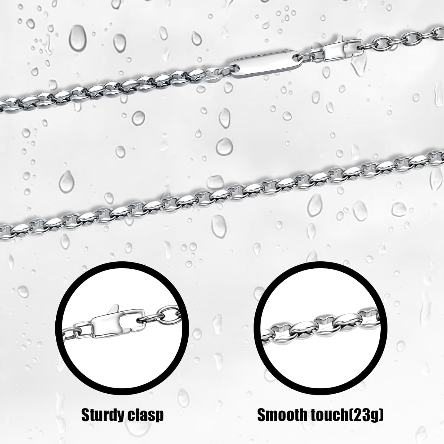 Stainless Steel Chain Necklaces,Rolo Chain Necklace for Men Women,Unique Fashion and Charm Jewelry, Silver Tone Chain,Stainless Steel Adjustable Link, Gifts for Friends/Husband/Dad - Image 3