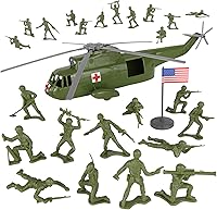 Vista 1 de TimMee Juego de Helicóptero de Soldaditos de Plástico - Verde OD 26 piezas Hecho en EE.UU
