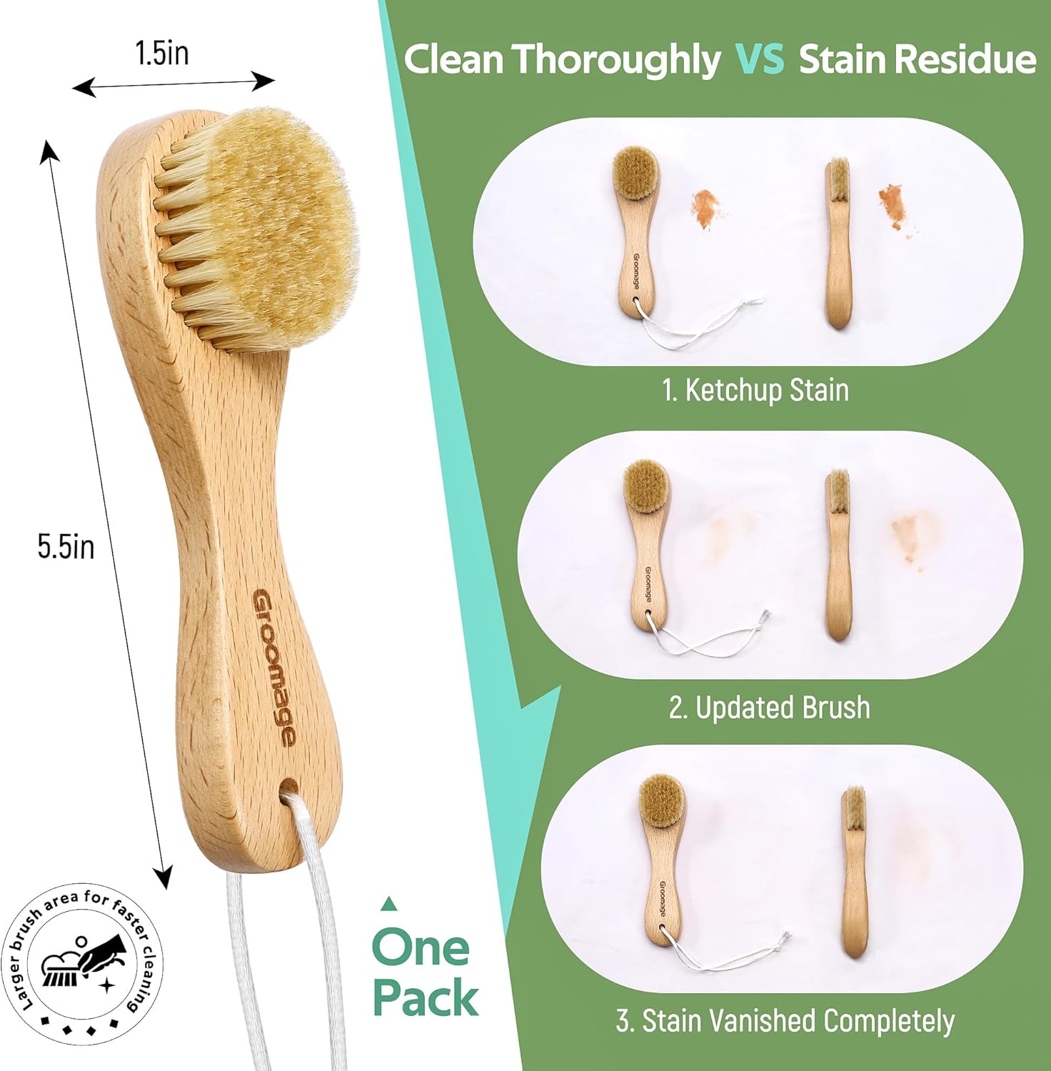 【完売必至】GROOMAGE 洗濯用ステインブラシ 天然イノシシ毛 洗濯クリーニングブラシ 繊細な生地用 ダメージなし 靴 掃除 洗濯に最適 ダイヤル式シューズ