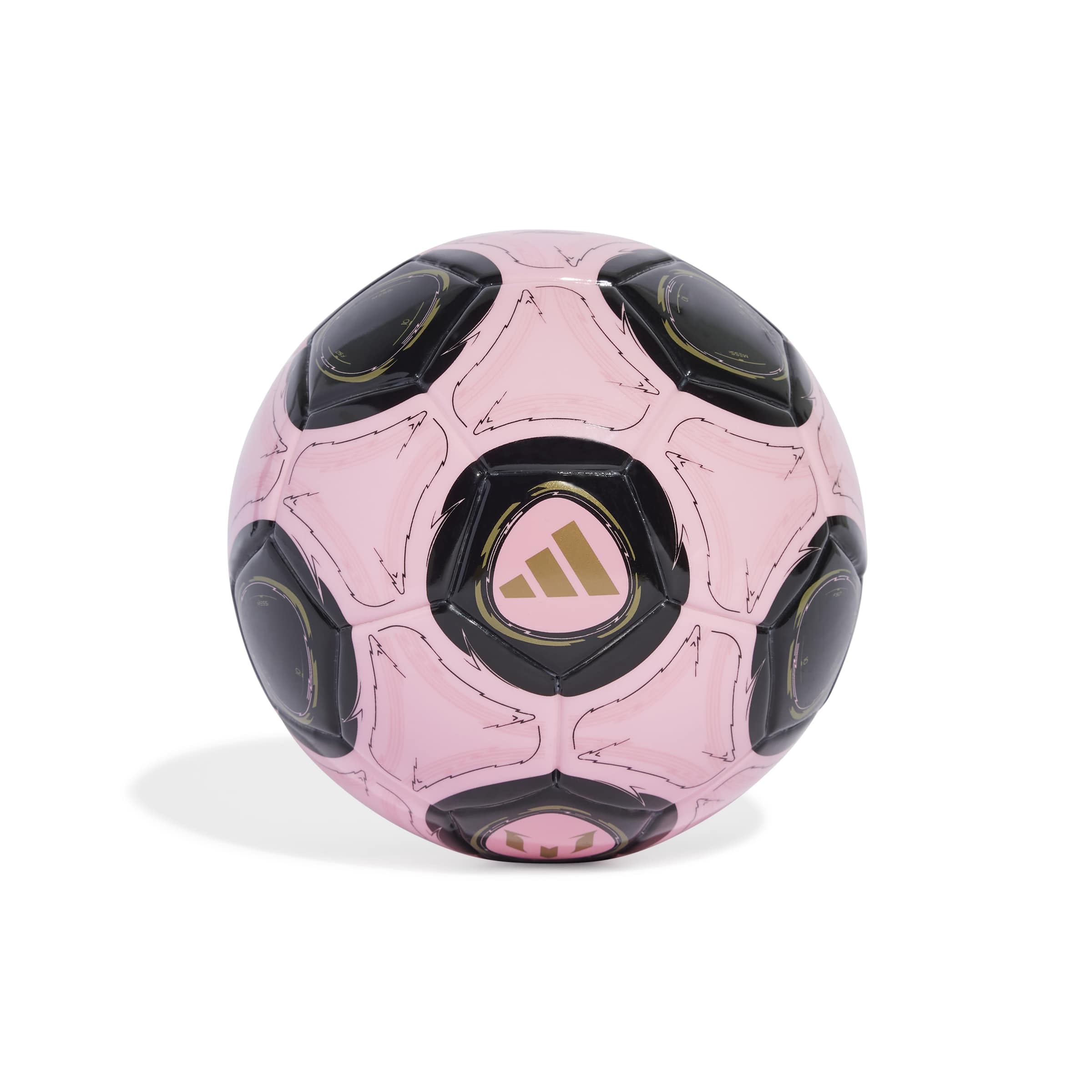 adidas Unisex-Adult Messi Mini Soccer Ball,Light Pink/Black/Dark Football Gold,1