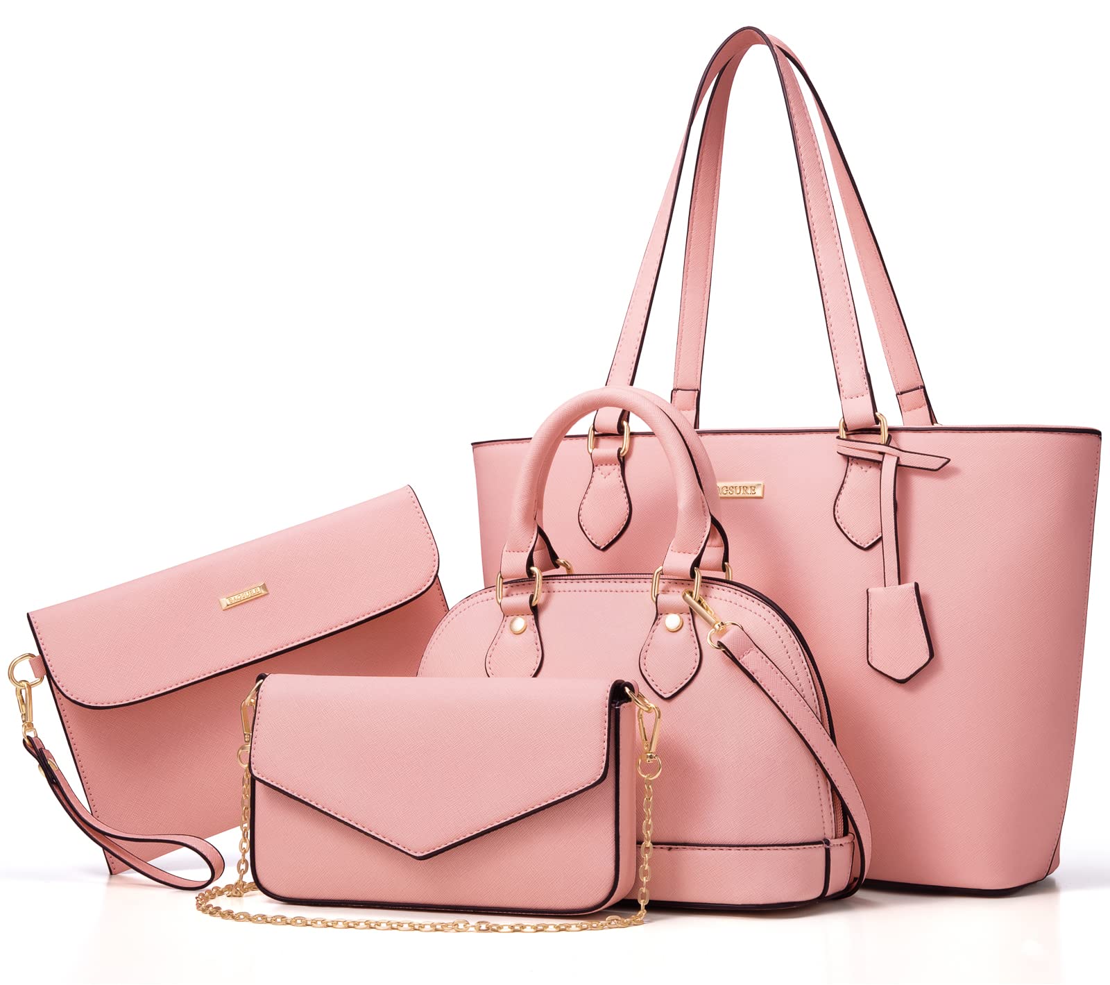 Bagsure4PCS Women Fashion Handbags Purses Wallet Shoulder Bags Casual Tote Bag Crossbody Bags, Handbag Set Gift for Ladies Girls