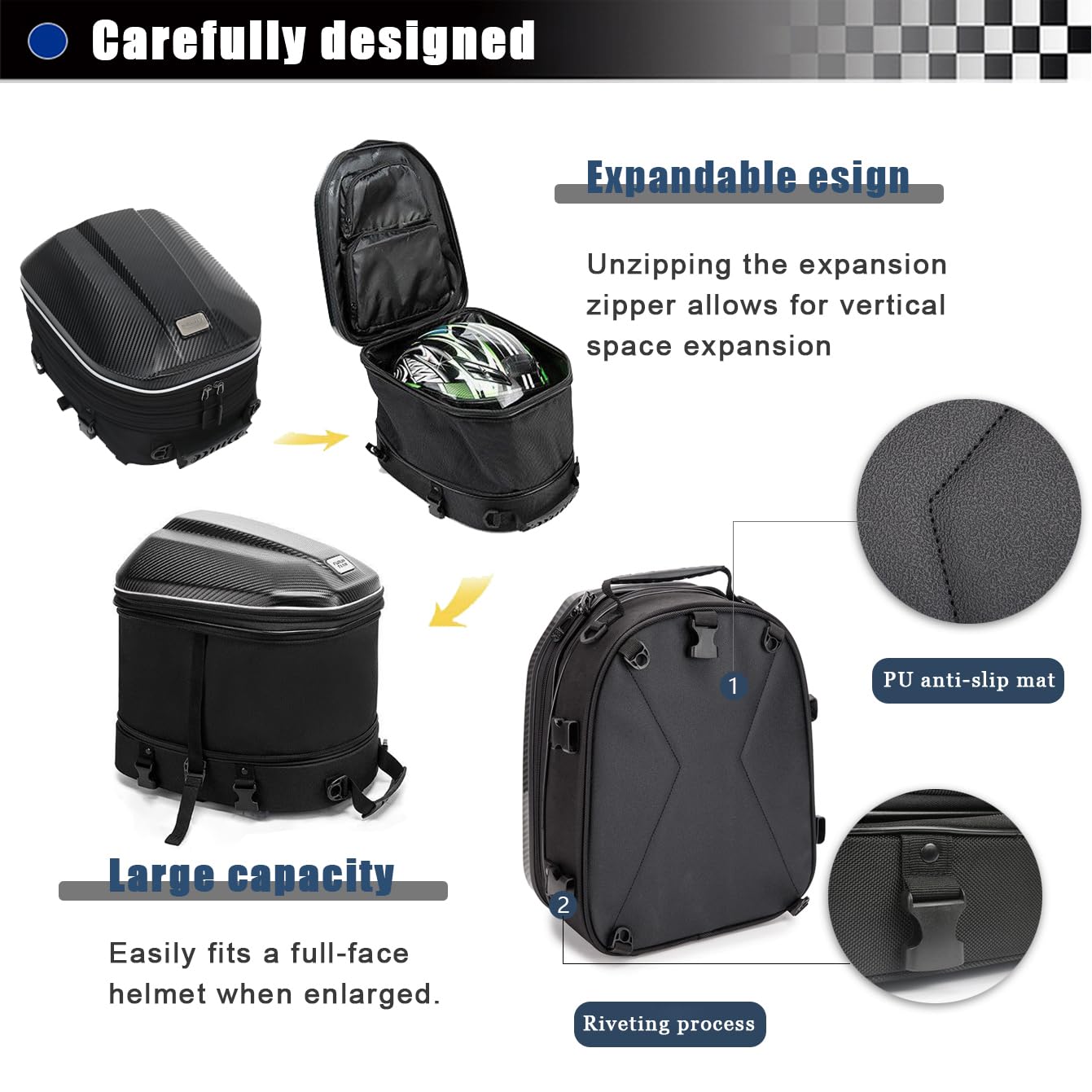 Borsa Moto per Ducati Diavel Carbon 2011-2018, Laterali Impermeabile per Borsa, Sella per Moto, Sella Posteriore,Eva