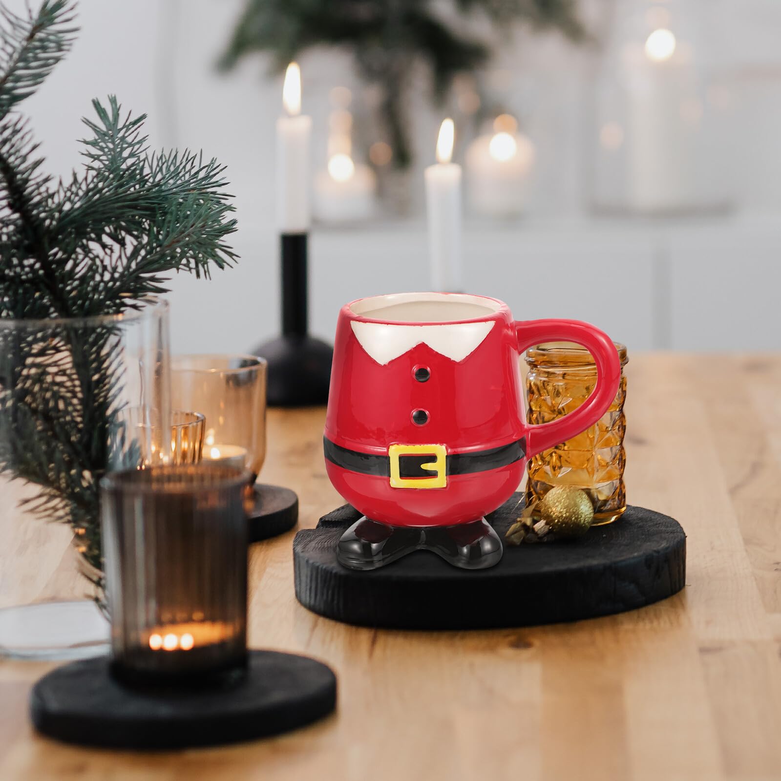 VALICLUD Copa de Papá Noel Taza Navideña Adorable de Cerámica para Fiesta de Navidad Diseño de Papá Noel Obsequio Navideño Hogar