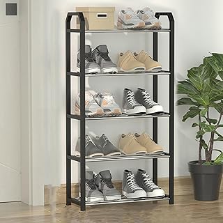 シューズラック 5段 高さ73cm 収納 靴置き 分割可能 ブラック スリム 靴箱 下駄箱 靴入れ 省スペース玄関 大容量 簡単 組み立て 工具不要 シューズラック スリム 靴 收? 高さ調節可能 靴箱 靴棚 65*19*73 省スペース [XCZYL]