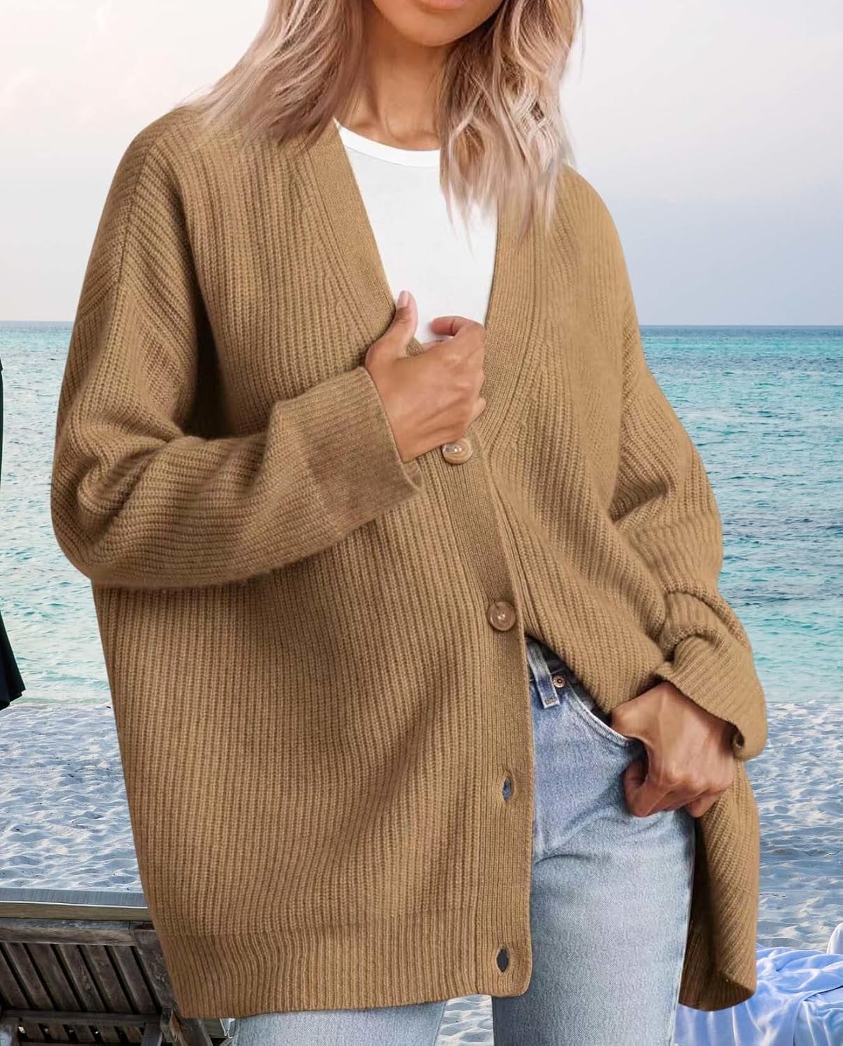 Womens Fall Fashion Oversized Lightweight Warm Knit Jacket Elevate Your Fashion Taste Work And Casual Wear - Image 2