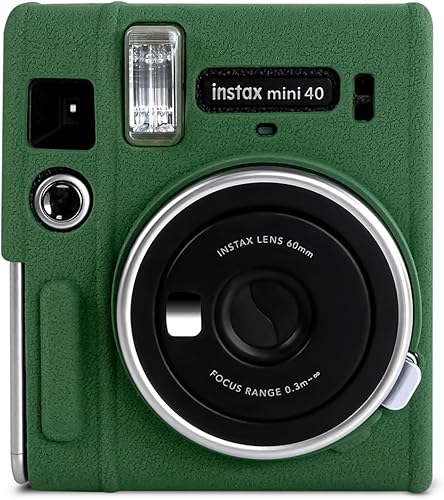 Rieibi Mini 40 - Funda protectora de silicona para cámara instantánea Fuji Instax Mini 40 - Funda ligera de goma suave para Fujifilm 40 - Verde