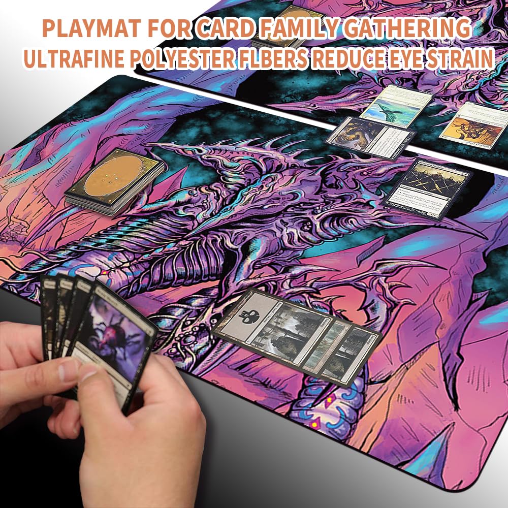 MTG Playmat Size 60 x 35 cm Free Storage Bags Non-Slip Backing Printing, MTG Tappetino da gioco ideale per Card Game Enthusiasts TCG Playmat Mouse Pad (Sliver Overlord)