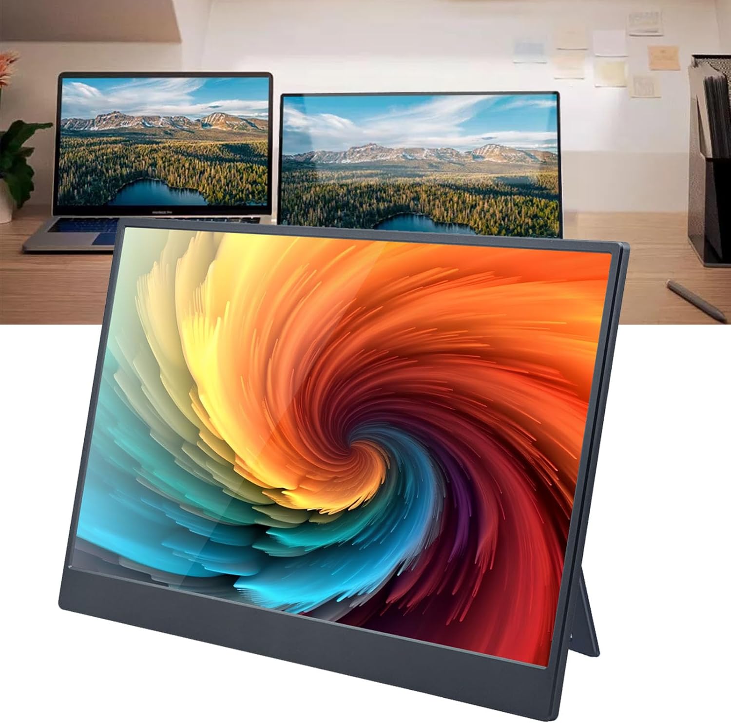 Portable Monitor 16 Inch 1920x1200 IPS Display Gaming Monitor, USB C HDMI Laptop External Computer Display, HDR Eye Care Travel Montior for PC Laptop Phone Game Console - Image 4