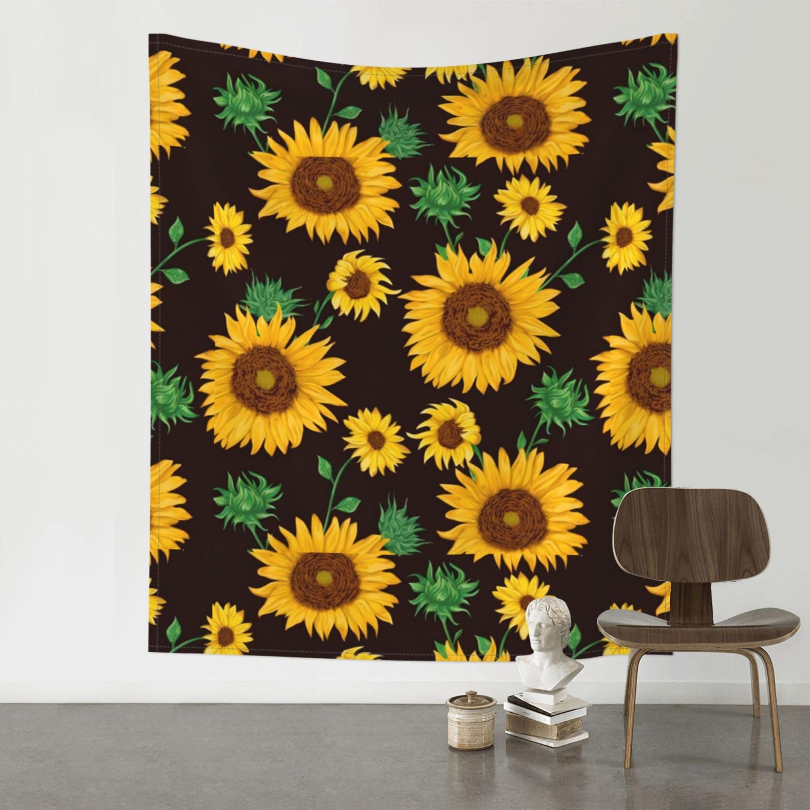 YYHWHJDE Warm Sunflowers Prints 60x51in Wall Tapestry – High-Grade Polyester Throw for Dorm, Beach & Home Decor