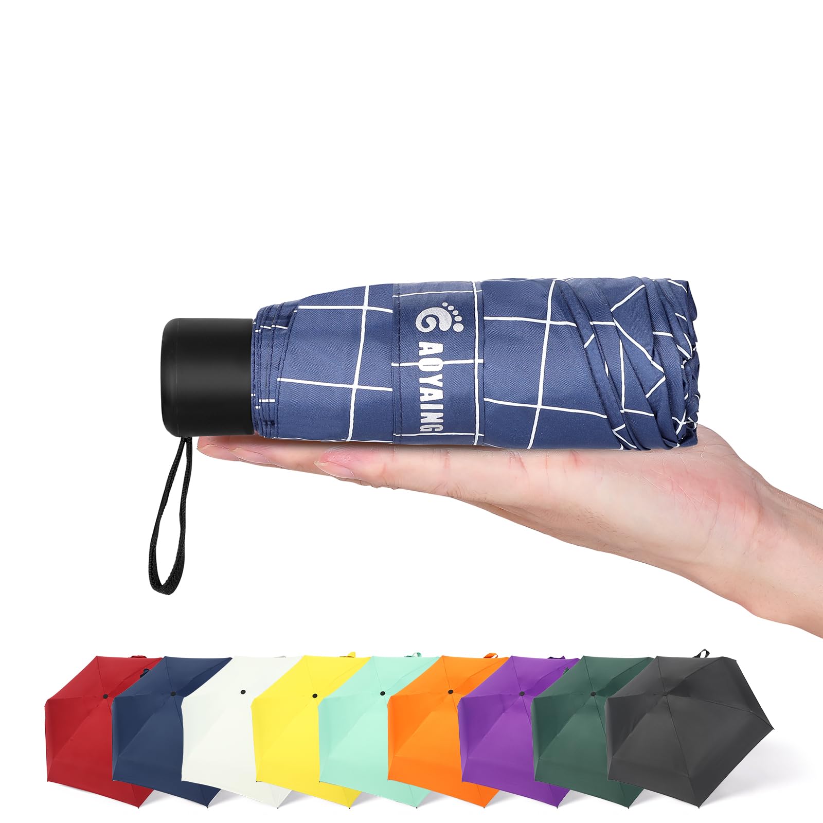GAOYAING Travel Umbrella Mini Umbrellas for Rain Sun&Rain Lightweight Small UV Sun Umbrella Compact Suit for Pocket with Case
