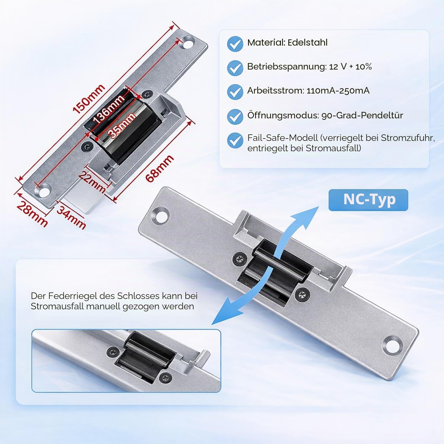 Tuya WiFi Zutrittskontrollsystem Set mit Codeschloss – IP68 Codetaster, 4 Öffnungsarten mit App-Fernsteuerung, 125kHz, DC12V, WG26/34, inkl. Netzteil,Exit-Taster,Klingel,Elektrotüröffner, 10RFID Tags