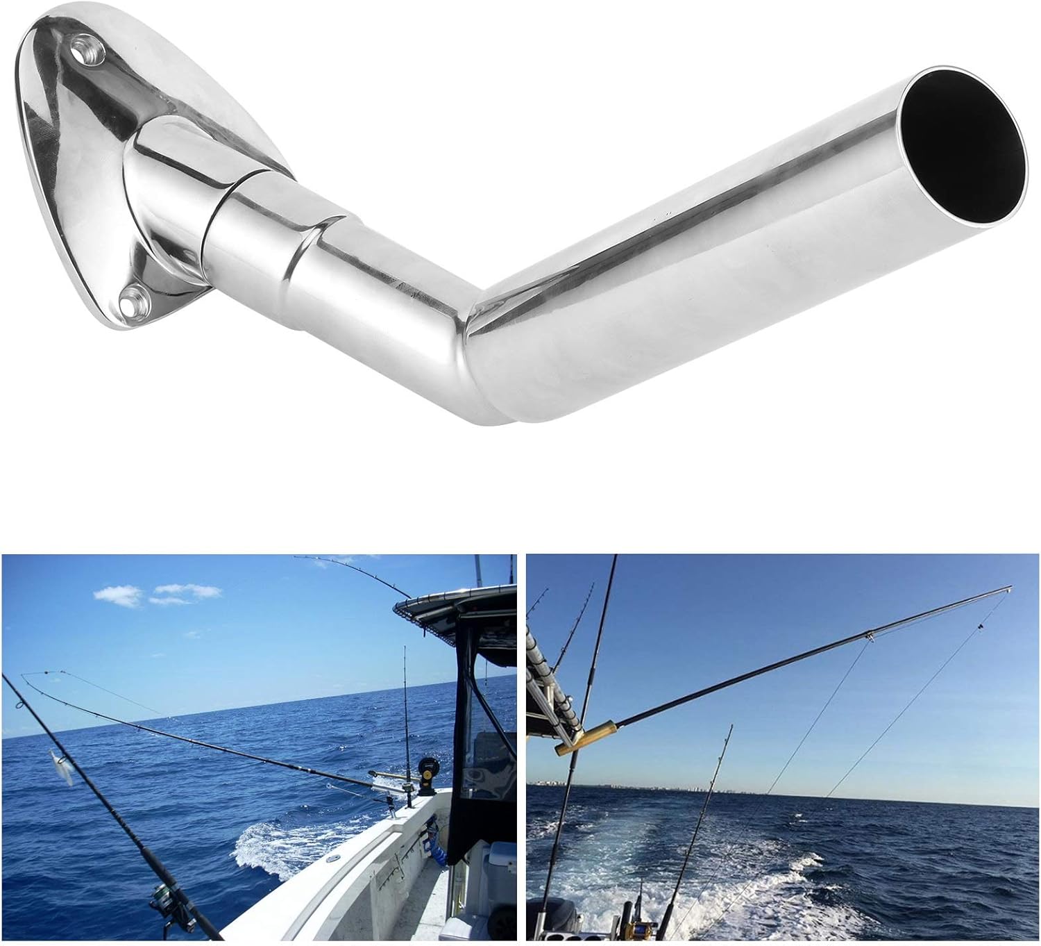Fishing Rod Polished Holder Outrigger Fishing Rod Holder with Deck Mount Marine Yatch Pole Stainless Steel Hold Pipe Tube 40mm For Boats and Yachts