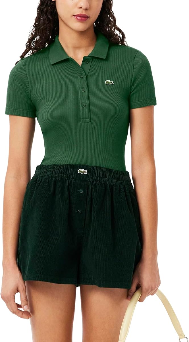Lacoste Women's Slim Fit L.12.d Ribbed Cotton Polo Shirt