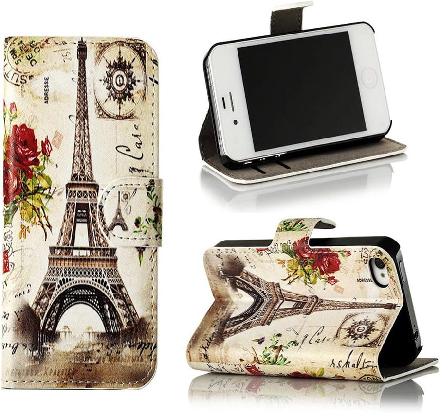 Life Sweetly Vintage Paris France Eiffel Tower Anchor Flower Wallet Flip Case for Apple iPhone 6 Plus 5.5" with Free Stylus Pen