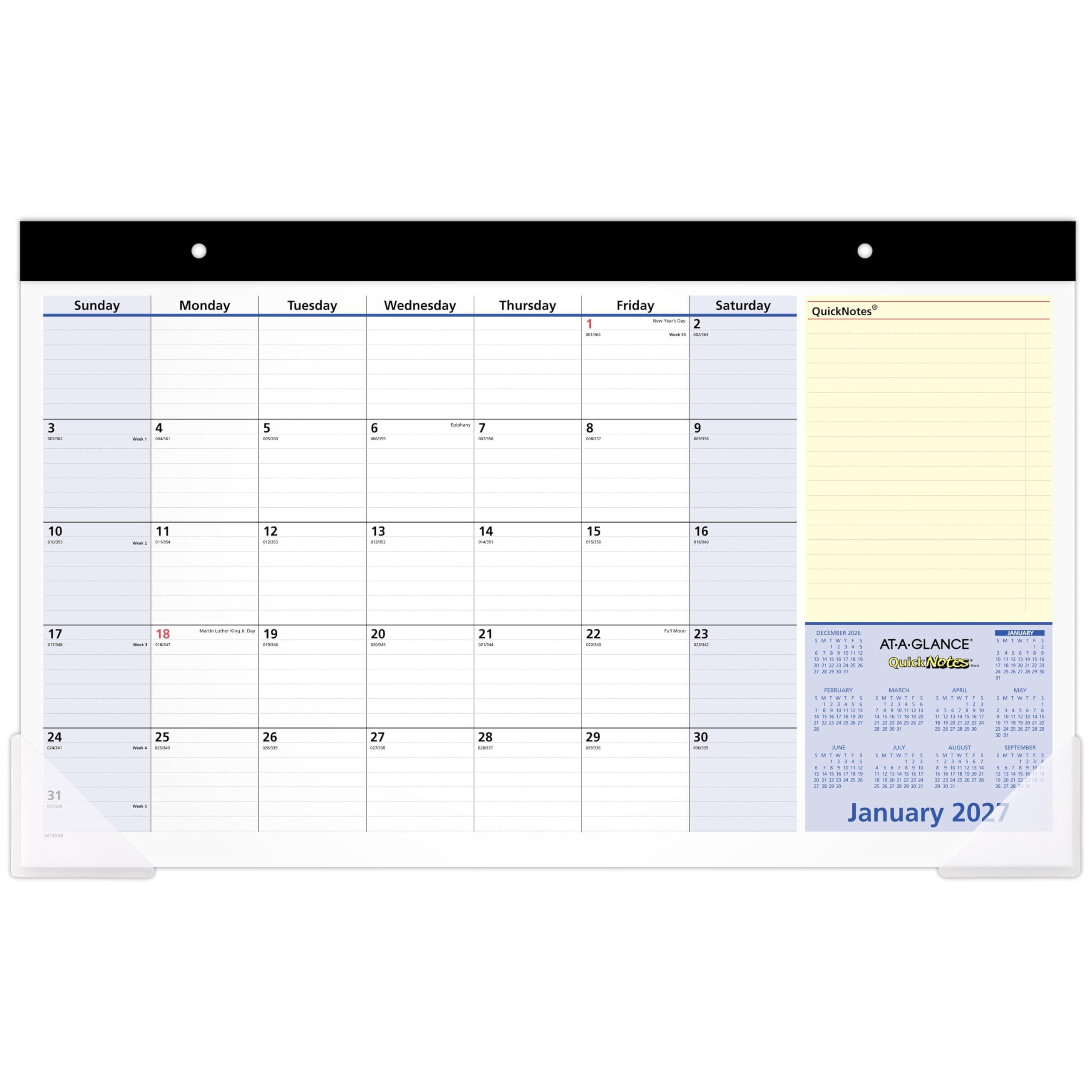AT-A-GLANCE® QuickNotes® 2027 Monthly Desk Pad Calendar, Compact, 18" x 11"