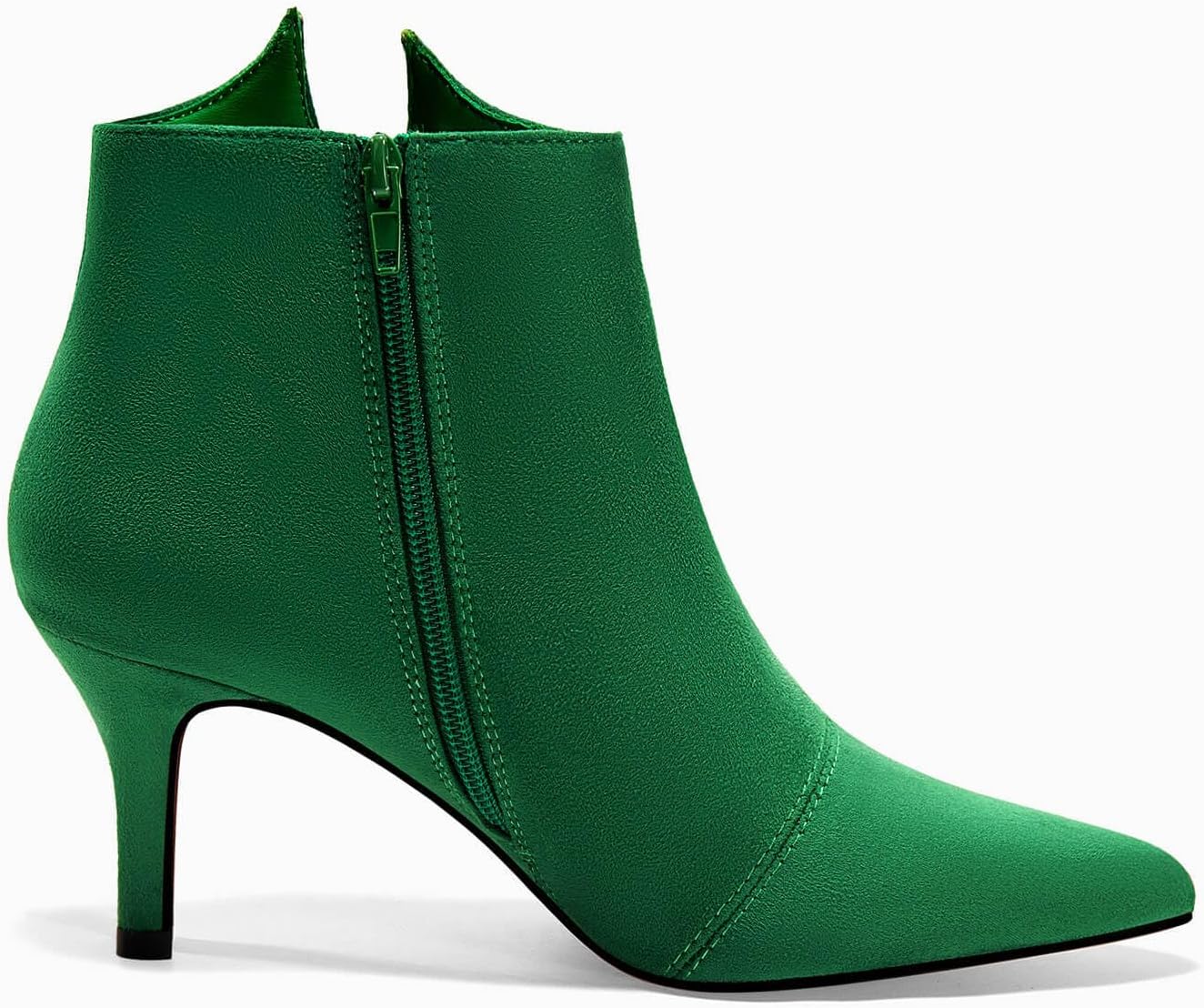 Ermonn Womens Pointed Toe Ankle Boots Stiletto Heels Side Zipper Bow Faux Suede Booties Wedding Dress Shoes